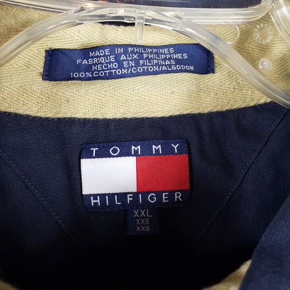 Vintage Tommy Hilfiger Navy Blue Shirt 100% Cotton - Picture 4 of 11